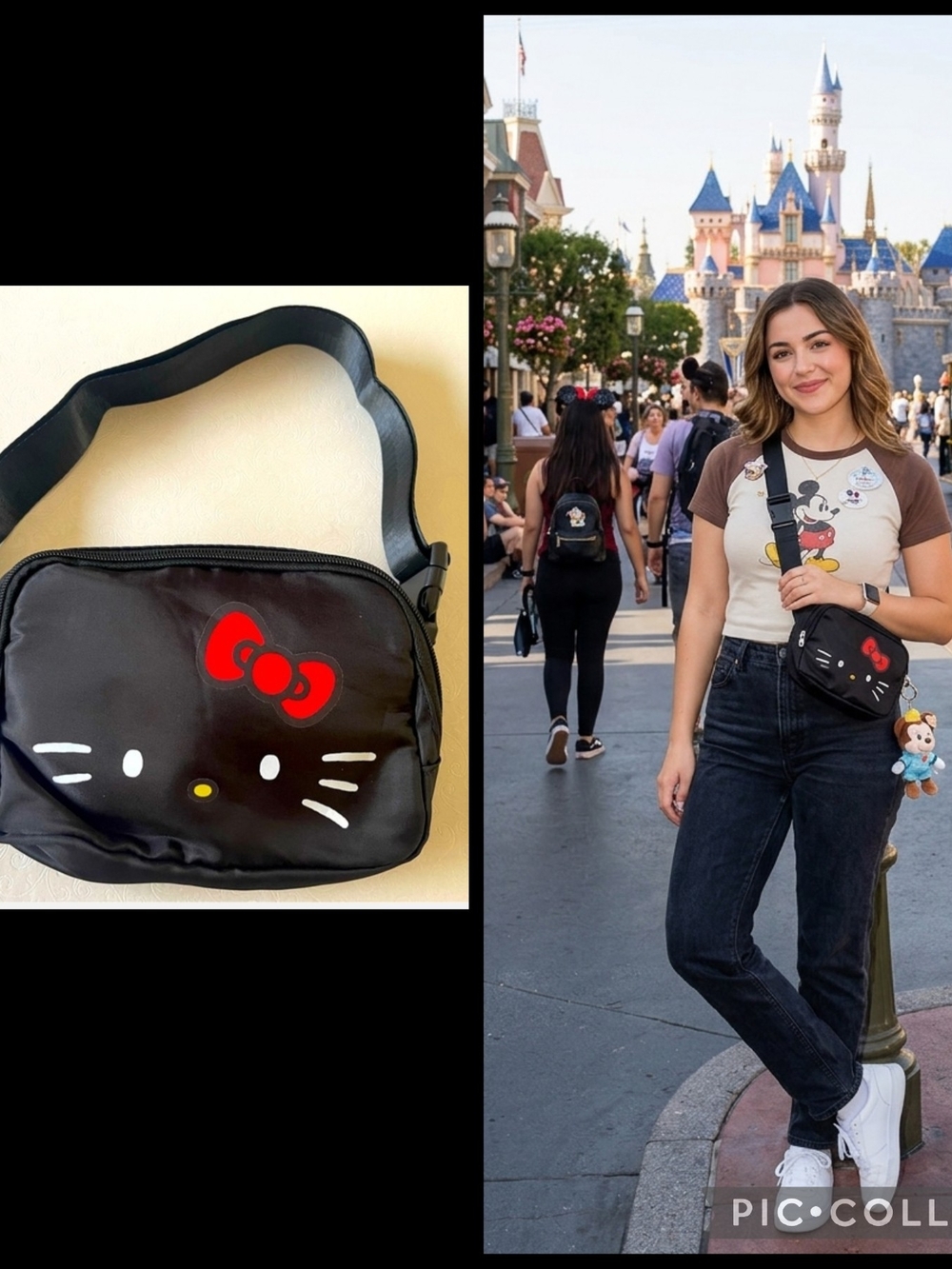 Hello Kitty Black Crossbody Bag with Red Bow